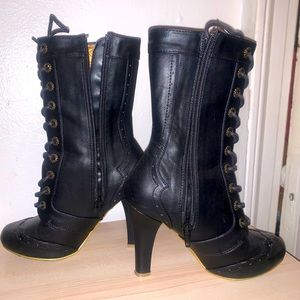 Black mid calf boots